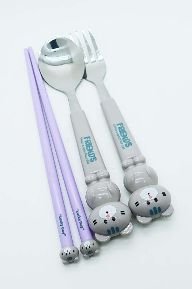 Figürlü Çatal Kaşık Chopstick Seti - 7