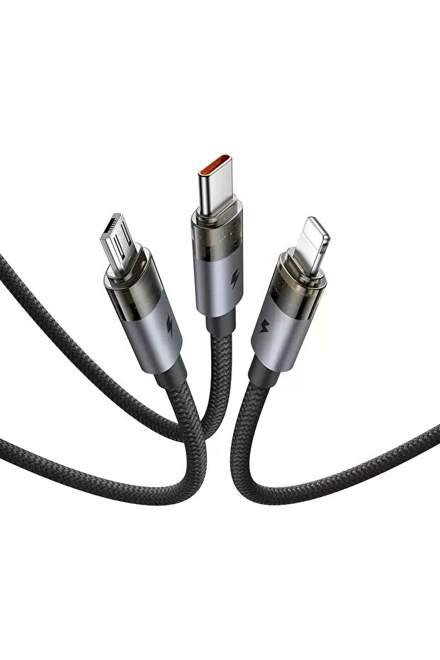 CA-7260 6in1 100W Typec iPhone Micro Şeffaf Çoklu Kablo - 1
