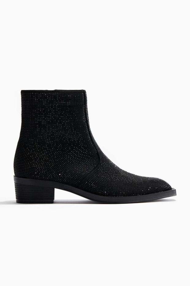 Rhinestone-embellished heeled boots