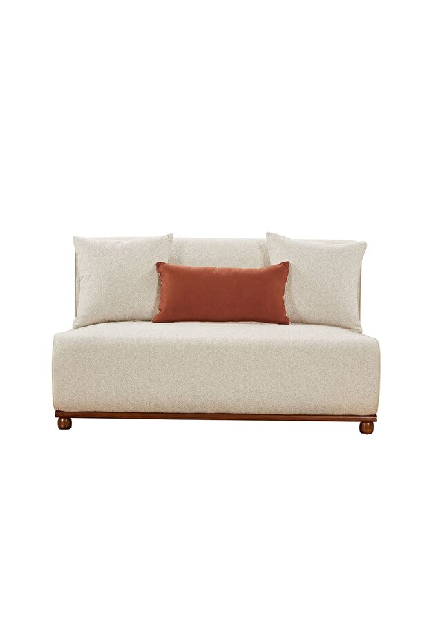 Kumo Sectional Corner Sofa - Beige/Cherry Fabric, Solid Wood, 2-Year Warranty, 427x263x73cm