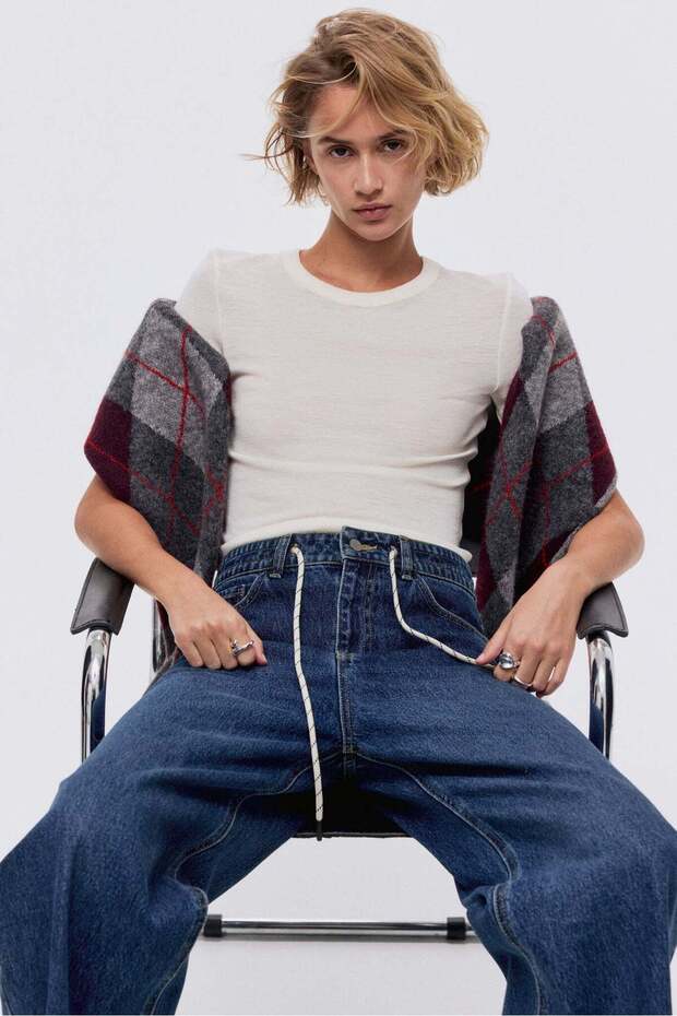 بنطال جينز واسع برباط - 3