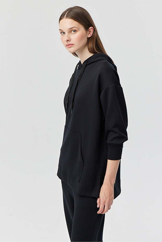 Kadın Kapüşonlu Basic Sweat Üst - 3