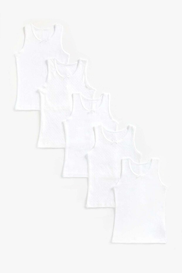 White Sleeveless Vests - 5 Pack