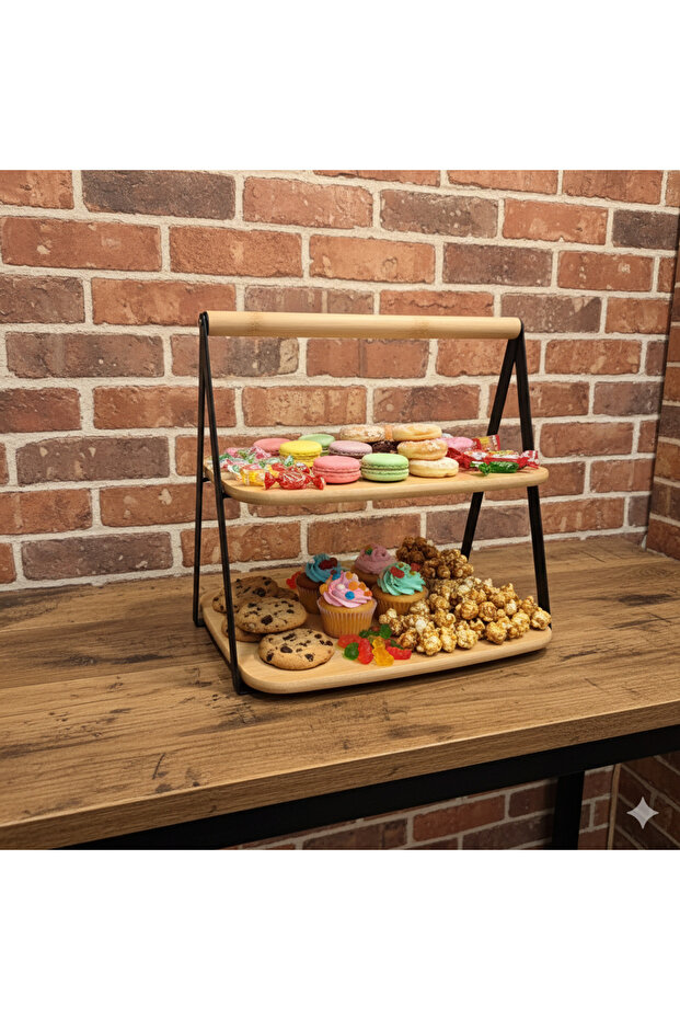 Presentation Holder Rectangular Double Layer Bamboo Decorative Presentation Holder - 1