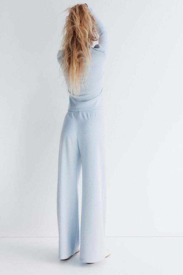 Waffled drawstring trousers - 1