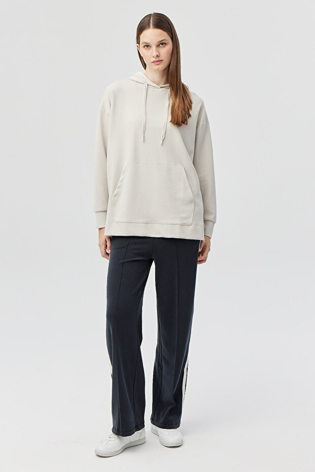 Kadın Kapüşonlu Basic Sweat Üst - 7