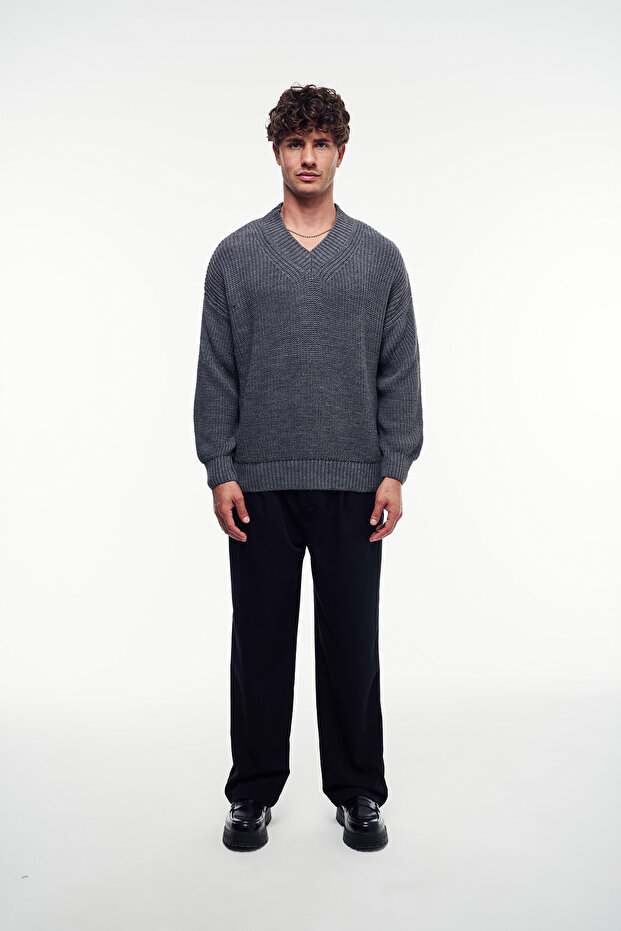 Basic V-Neck Knit Sweater