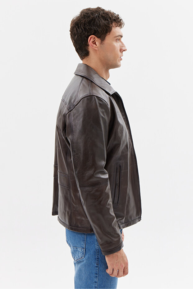 Erkek Regular Deri Mont - 4