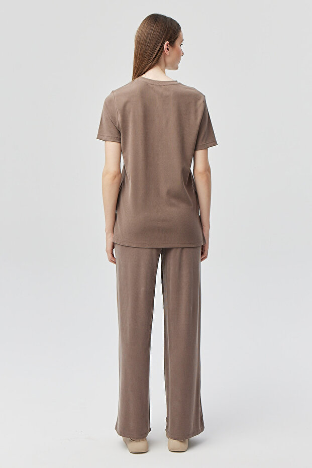 Kadın İnce Fitilli Örme Pantolon - 5