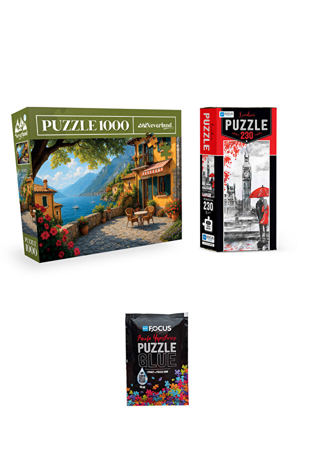 1000 Piece Puzzle Sunny Terrace and 230 Piece London and Puzzle Adhesive