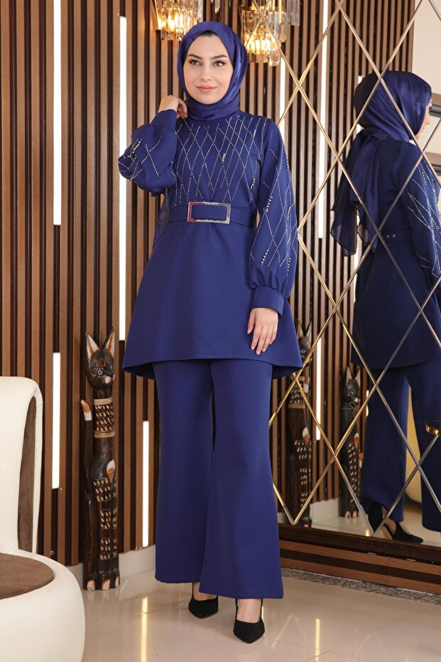 Pearl and Stone Detailed Set Indigo Msw19116-1