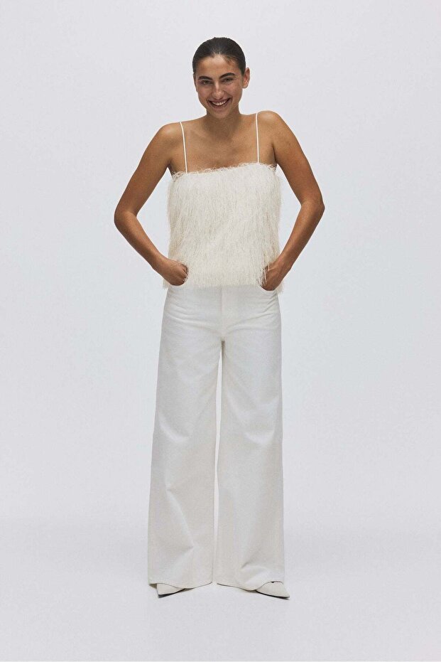 بلوزة ذات أشرطة مزينة بشراشيب - 4