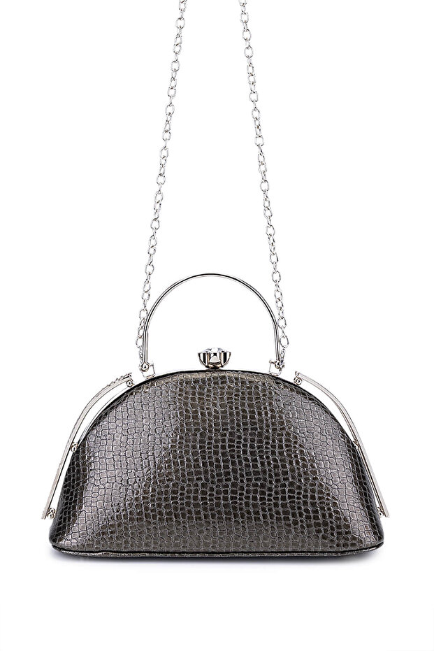 Women's Faux Leather Anthracite Evening Dress Bag