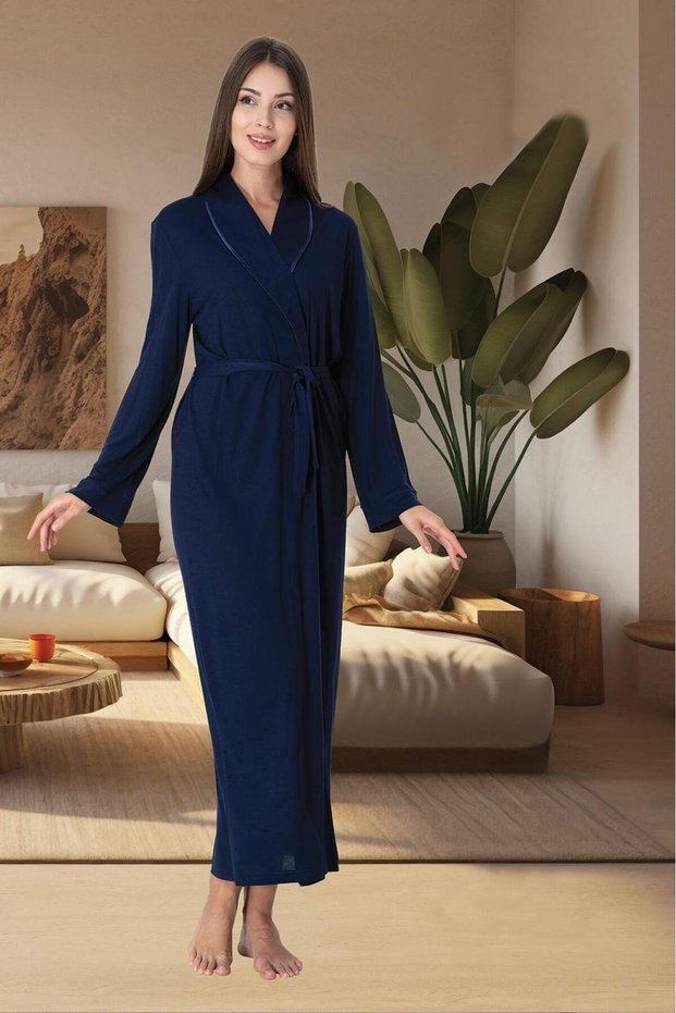 Women's Navy Blue Special Design Stylish Maternity Dressing Gown Effortt