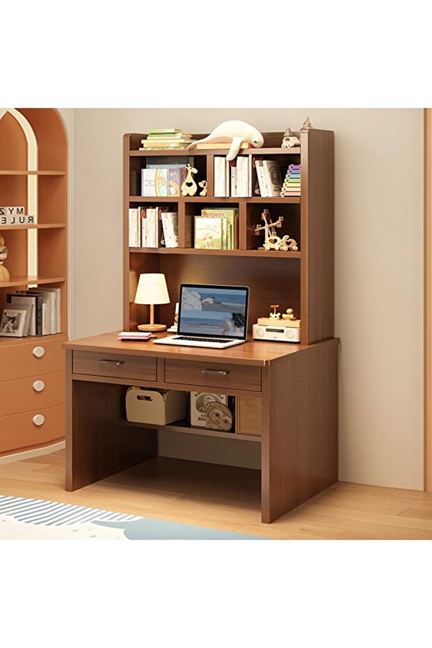 Modern Multifunctional Computer Table Home Office Writing Workstation with Storage Shelves 70 CM
