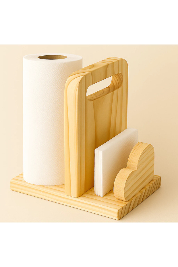 Wooden Paper Towel and Napkin Holder for Kitchen