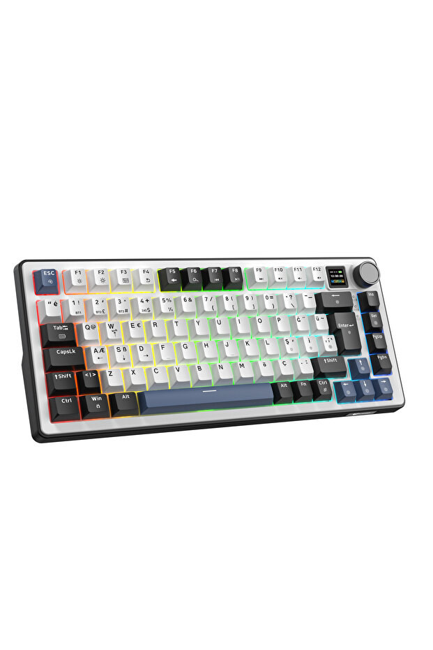 Blueforce Aura RGB Bluetooth, 2.4G USB Kablosuz Gasket Gaming Mekanik Klavye Hot Swap TFT Ekran
