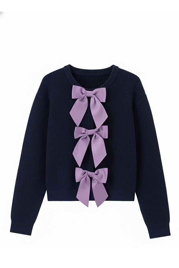 Thessaloniki Knitted Cardigan with Large Bow Detail