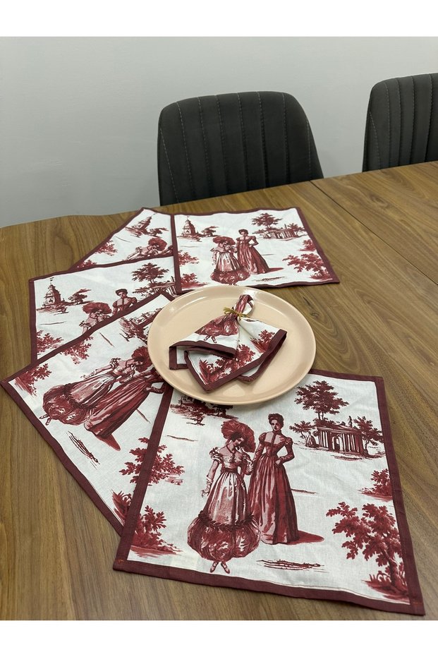 Toile De Jouy Paris American Service Set of 6 | 35X45 cm | 100% Cotton Digital Printed | Classic France