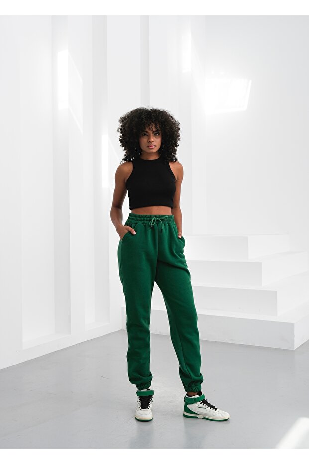 Jogger Pants 3 Thread Fleece-Lined Leg Elasticated Sweatpants
