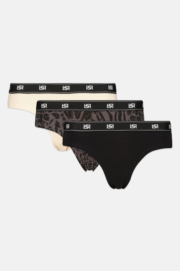 Women 3 Pieces Graphic Print Cheeky Panties, Multicolor