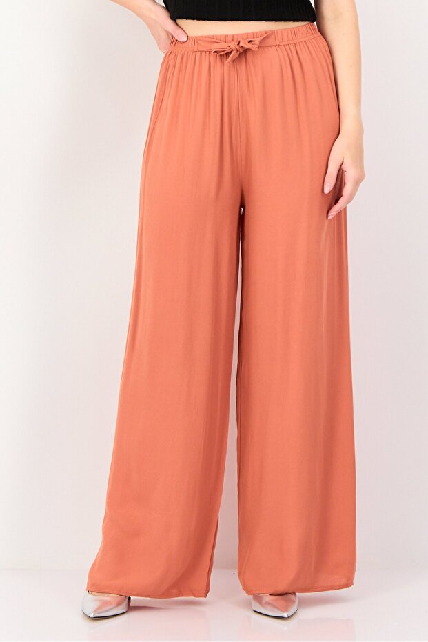 Women Regular Fit Solid Palazzo Pants, Peach