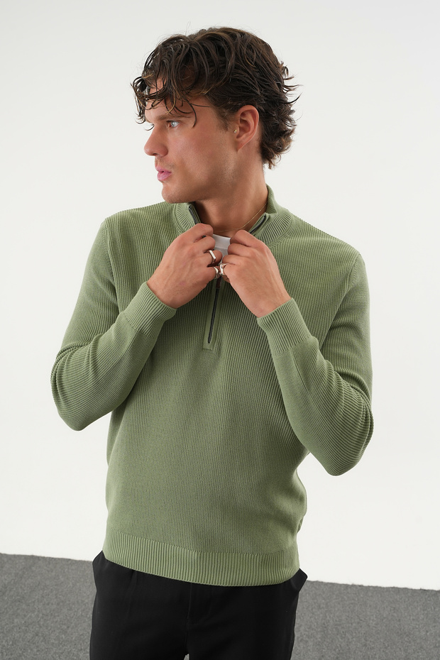 Men's Regular Fit Half Zip Basic Knit Sweater - 2