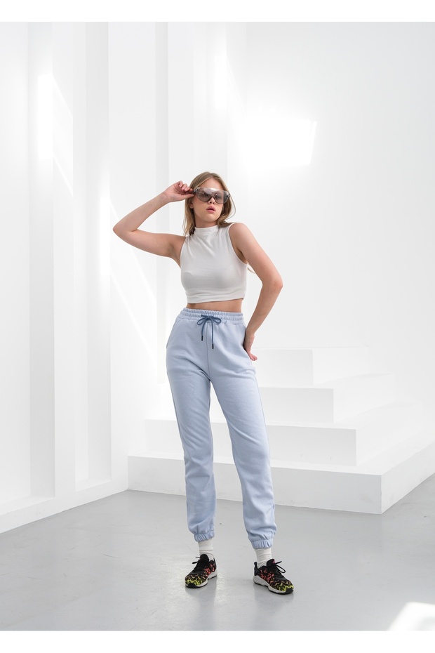 Jogger Pants 3 Thread Fleece-Lined Leg Elasticated Sweatpants