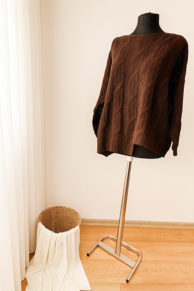 Örgü detay triko kazak - 2