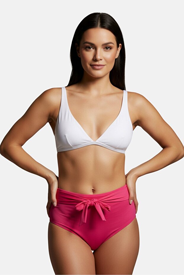 Women High Leg Brand Logo Bikini Bottom, Pink