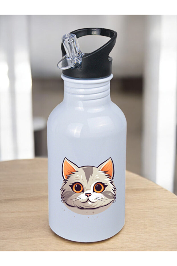 Cool Cat Image Water Bottle - Water Bottle Quality, Water Bottle for Men, Water Bottle for Kids, Water Bottle Large