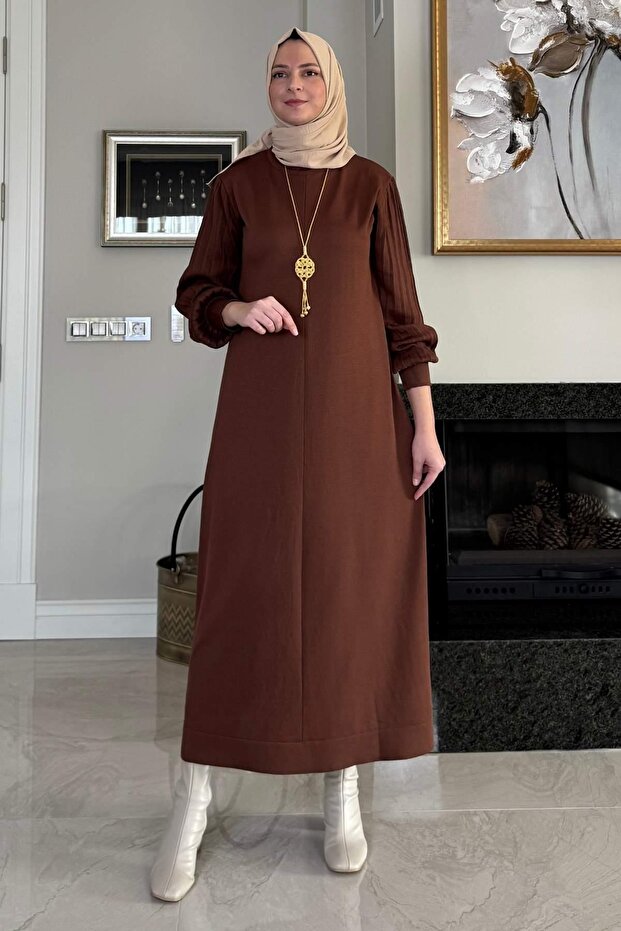 Φόρεμα Ecem Triko καφέ - 1
