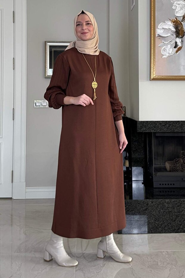 Φόρεμα Ecem Triko καφέ - 8