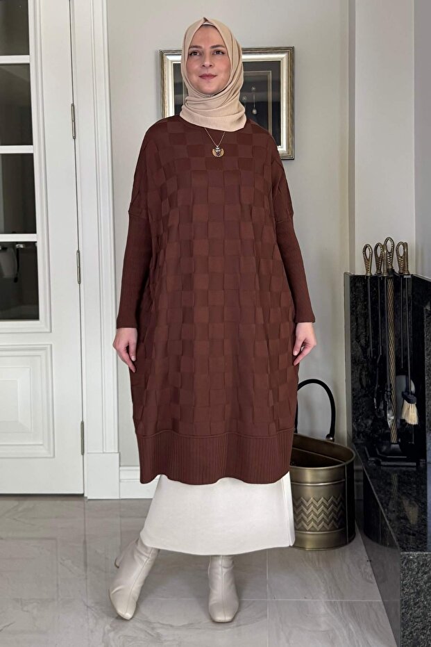 Arzu Triko Tunik Kahve - 2