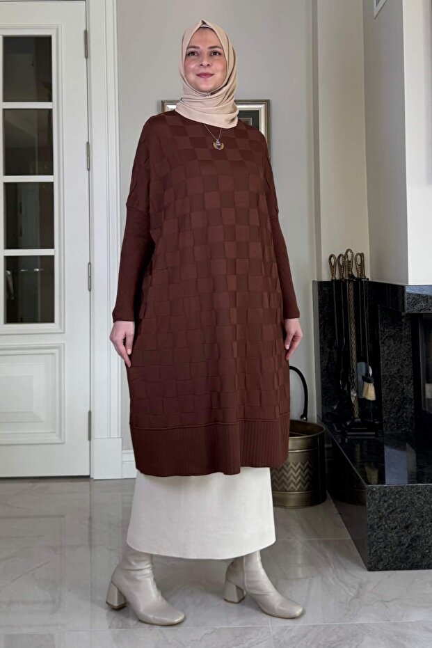 Arzu Triko Tunik Kahve - 5