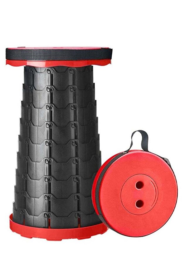 MARGOUN Folding Stool Collapsible Telescoping Foldable Camping Stool Red