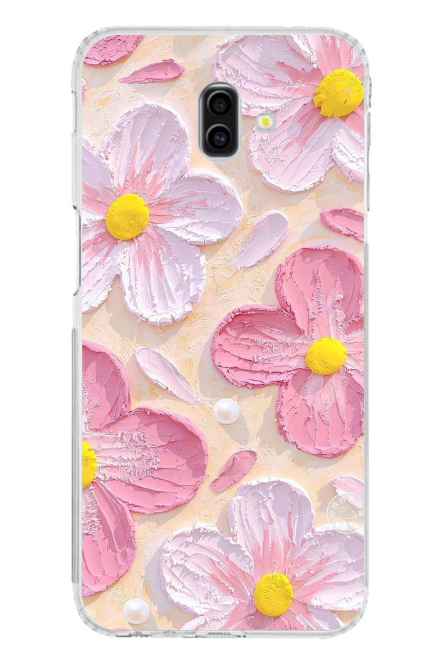 Samsung Galaxy J6 Plus Compatible Pink White Flowers Watercolor Printed Silicone Case