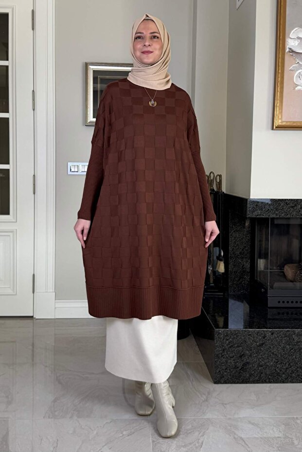 Arzu Triko Tunik Kahve - 1