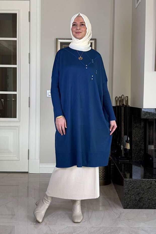 Melda Triko Tunik İndigo - 1