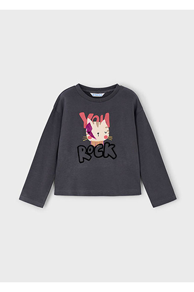 Anthracite Girl's Printed T-Shirt 4009