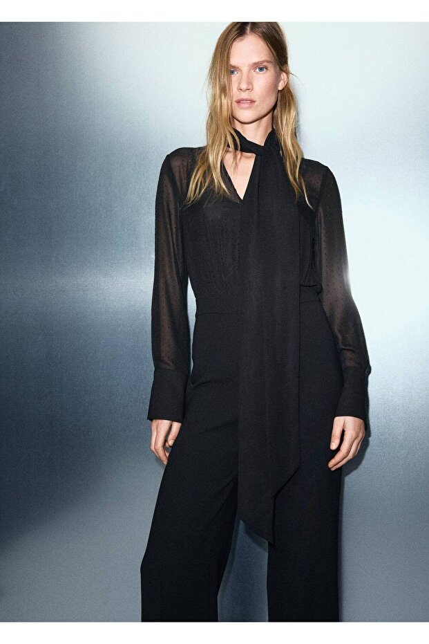 Strass taşlı fularlı tulum - 1