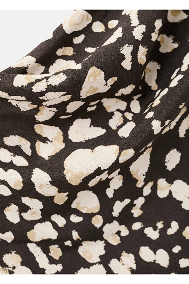 Hayvan desenli drape bluz - 7