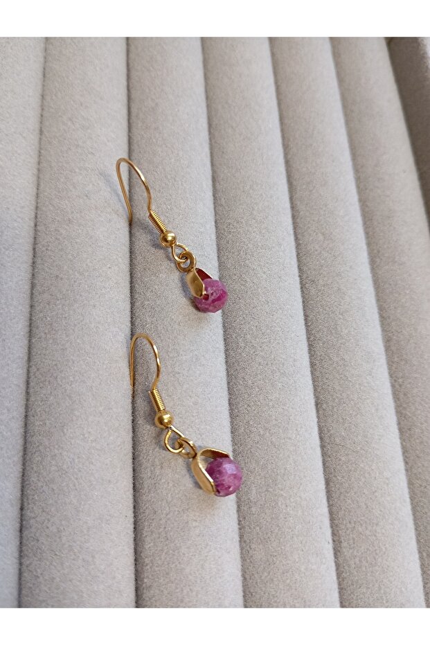 18K Gold-Plated Ruby Earrings - 4