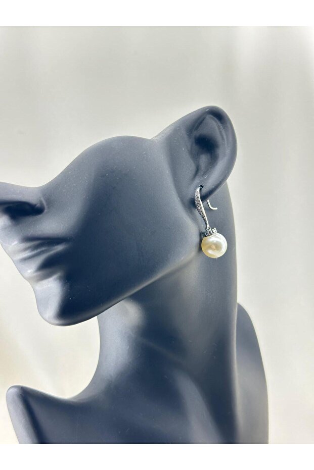 İnci Model Full Stone Sparkling Women's Earrings-Silver