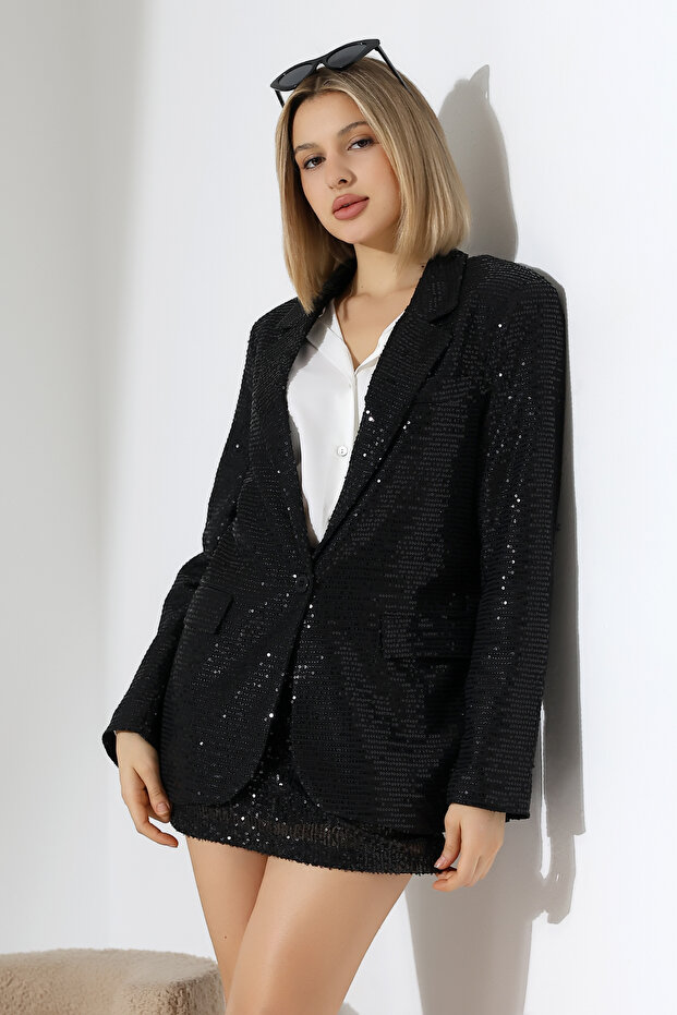Kadın Payetli Blazer Ceket - 4