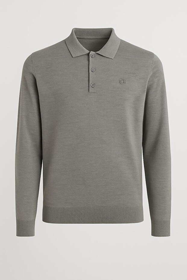 Regular Polo Neck Buttoned Men's Knitwear - 7422