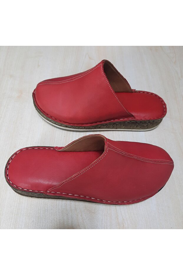 Genuine Leather Anatomical, Orthopedic Ultra Comfortable, Lightweight Doctor. Nurse... Daily Red Sabo Slippers