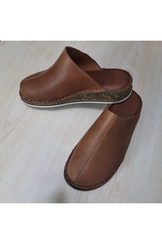 Genuine Leather Anatomical, Orthopedic Ultra Comfortable, Lightweight Doctor. Nurse... Daily Tan Sabo Slippers