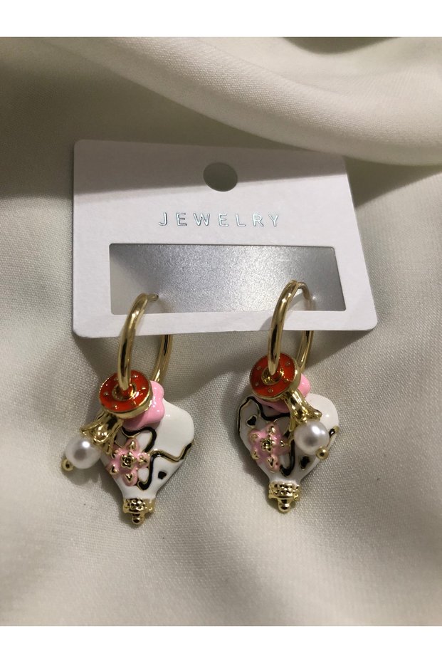 Pink Charm Hoop Earrings - Authentic Earrings