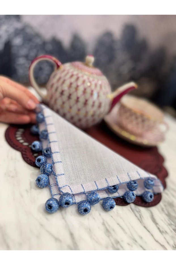 Pompon Presentation Napkin Blue